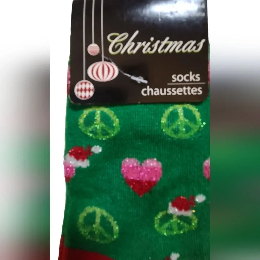 Disney Girls Socks Frozen Hearts Peace Signs Shoe‎ Size 10 - 4 NWT